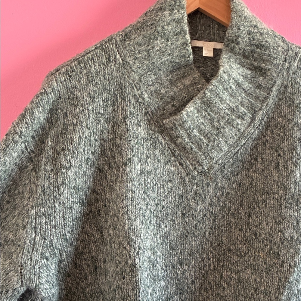 COS Green Heathered Cowl Neck Sweater - Picture 7 of 14